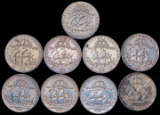 Набор из 9-ти монет 2 кроны 1938 "300 лет поселению Делавэр" (Швеция)