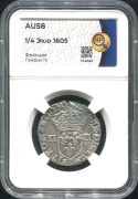 1/4 экю 1605 (Франция) (в слабе)