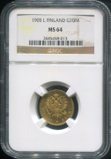 10 марок 1905 (Финляндия) (в слабе)