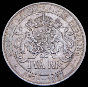 2 кроны 1897 "25 лет вступлению на престол Короля Оскара II" (Швеция)