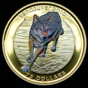 75 долларов 2009 "XXI зимние Олимпийские игры. Волк" (Канада)