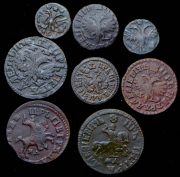 Набор из 8 медных монет (Петр I)