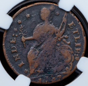 1/2 пенни 1787 (Коннектикут, США) (в слабе)