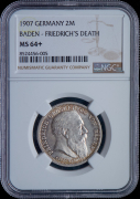 2 марки 1907 "На смерть Фридриха I" (Баден) (в слабе)