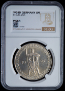 5 марок 1925 "1000-летие Рейнланда" (Германия) (в слабе)