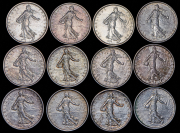 Набор из 12 сер. монет 5 франков 1960-1968 (Франция)