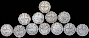 Набор из 12 сер. монет 5 копеек 1882-1892