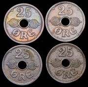 Набор из 4 монет 25 эре 1925-1933 (Дания)