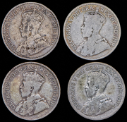 Набор из 4 сер. монет 25 центов 1913-1925 (Канада)