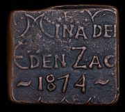 Жетон на одну загрузку металла 1874 (Сакатекас, Мексика)