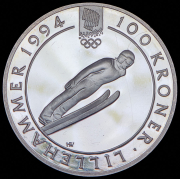 100 крон 1994 "Зимние Олимпийские игры 1992 года в Лиллехаммере: Прыжки с трамплина" (Норвегия)
