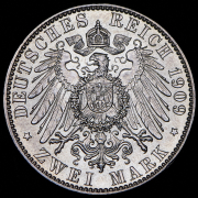 2 марки 1909 "500 лет Университету Лейпцига" (Саксония)