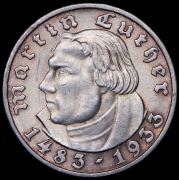 5 марок 1933 "450 лет со дня рождения Мартина Лютера" (Германия) F