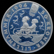 50 крон 1994 "Зимние Олимпийские игры 1994 года в Лиллехаммере: Санки" (Норвегия)