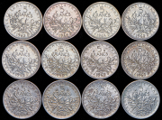 Набор из 12 сер. монет 5 франков 1960-1968 (Франция)