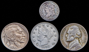 Набор из 4 сер. монет 5 центов 1835-1945 (США)