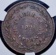 1/2 пенни 1821 (Остров Святой Елены) (в слабе)