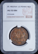 1/2 пенни 1821 (Остров Святой Елены) (в слабе)