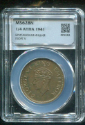 1/4 анна 1941 (Британская Индия) (в слабе)
