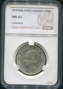 1 гульден 1940 (Нидерланды) (в слабе)