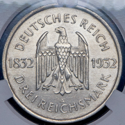 3 марки 1932 "100-летие смерти Гёте" (Германия) (в слабе) A
