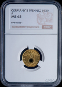 5 пфенингов 1939 (Германия) (в слабе)