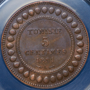 5 сантимов 1891 (Тунис) (в слабе) А