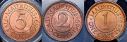 Набор из 3 монет 1, 2, 5 центов 1969 (Маврикий) (в слабе)