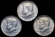 Набор из 3 сер монет 1/2 доллара 1965-1969 (США) 
