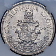 1 крона 1964 (Бермуды)  (в слабе IGC, с грейдом MS 66)