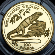 100 паанга 1994 "Вымирающие виды: Игуана" (Тонга)