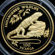 100 паанга 1994 "Вымирающие виды: Игуана" (Тонга)