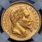 20 франков 1862 (Франция) (в слабе) BB