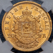20 франков 1862 (Франция) (в слабе) BB