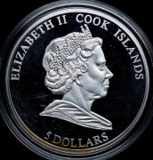 5 долларов 2008 "1020 лет крещению Руси" (Острова Кука) (в п/у)