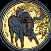 75 долларов 2009 "XXI зимние Олимпийские игры. Лось" (Канада)