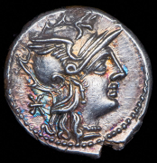 Денарий. Тиберий Минуций Авгурин. Рим империя