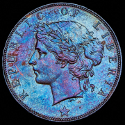 Набор из 2 медных монет 1  2 цента 1896 (Либерия) (в слабах)