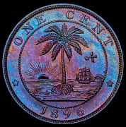 Набор из 2 медных монет 1  2 цента 1896 (Либерия) (в слабах)
