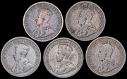 Набор из 5 сер. монет 10 центов 1912-1916 (Канада)