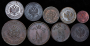 Набор из 9 медных монет