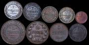 Набор из 9 медных монет