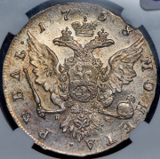 Рубль 1758 (в слабе) СПБ-ТI-НК
