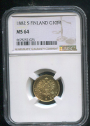 10 марок 1882 (Финляндия) (в слабе)