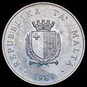 2 лиры 1989 "25 лет Независимости" (Мальта)