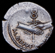 Денарий. Альбин Брутий и Вибий Панса. Рим республика