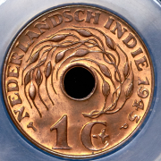 Набор из 2 медных монет 1945 (Нидерландская Индия) (в слабе)