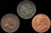 Набор из 3 медных монет 1 цент 1893-1919 (Канада)