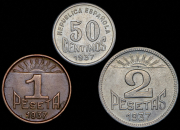 Набор из 3 монет 1937 (Испания)