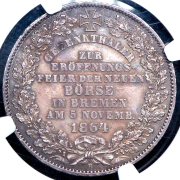 Талер 1864 "Открытие новой бизнес-биржи в Бремене" (Бремен) (в слабе) B